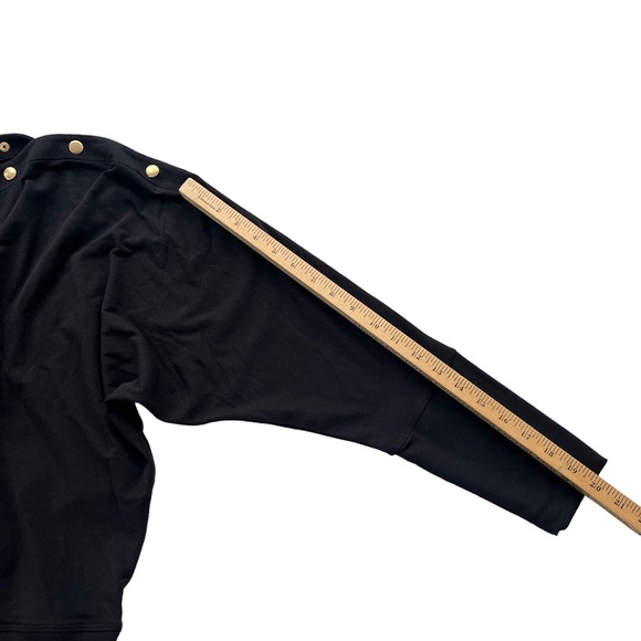 Stella & Dot Womens Large Black Gold Snap Boatneck Dolman Sleeve Jersey Knit Top - Picture 7 of 15